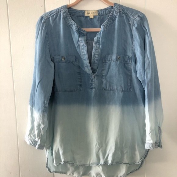 Cloth & Stone Anthropologie ombré dip dye  chambray  shirt size M - Picture 1 of 7